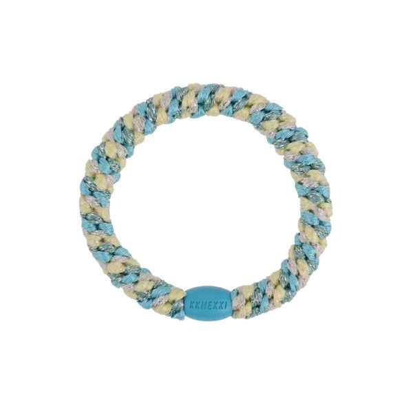 Kknekki MULTI GLITTER Haarelastiek & Armbandje, Turquoise & Yellow
