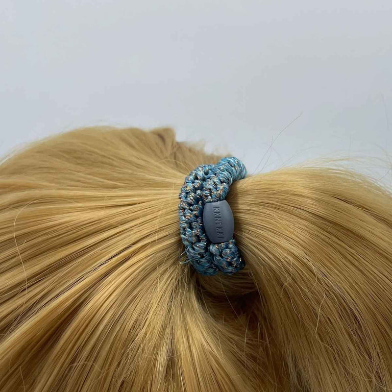 Kknekki SOLID GLITTER Haarelastiek & Armbandje, Dusty Blue Bronze