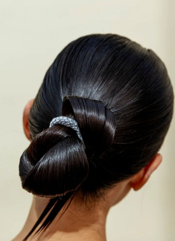 Kknekki SOLID GLITTER Haarelastiek & Armbandje, Metallic Silver