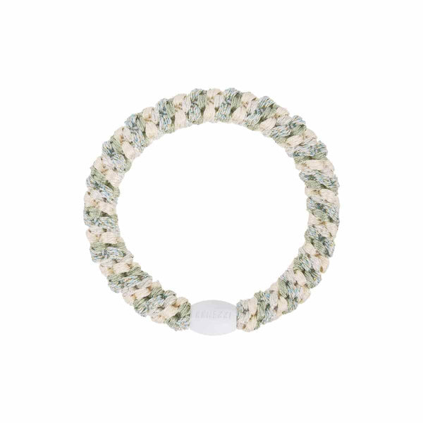 Knekki MULTI GLITTER Haarelastiek & Armbandje, Ivory & Dusty Lind Green