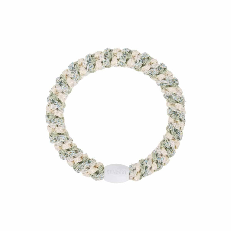 Knekki MULTI GLITTER Haarelastiek & Armbandje, Ivory & Dusty Lind Green