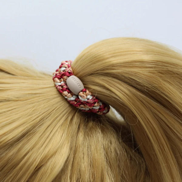 Knekki MULTI GLITTER Haarelastiek & Armbandje, Raspberry & Ivory