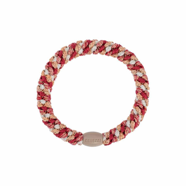 Knekki MULTI GLITTER Haarelastiek & Armbandje, Raspberry & Ivory