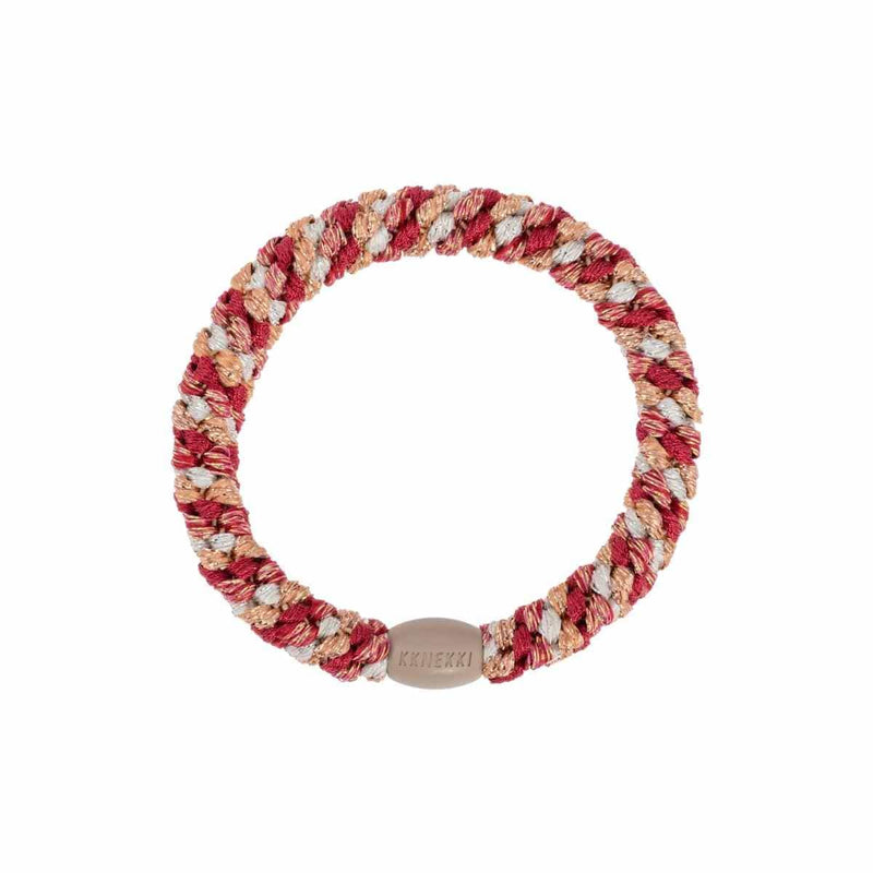 Knekki MULTI GLITTER Haarelastiek & Armbandje, Raspberry & Ivory