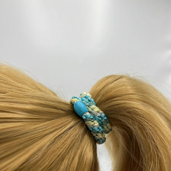 Knekki MULTI GLITTER Haarelastiek & Armbandje, Turquoise & Yellow
