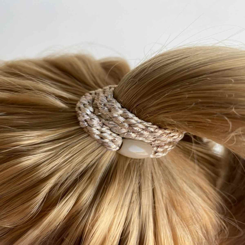 Knekki SOLID GLITTER Haarelastiek & Armbandje, Beige