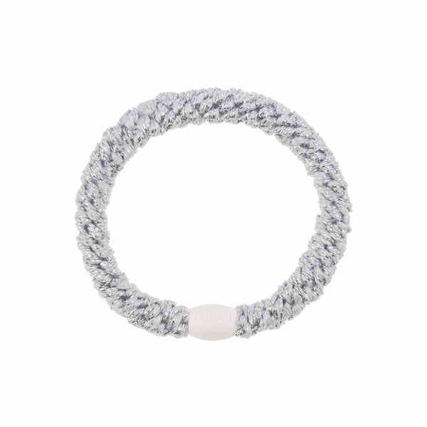 Knekki SOLID GLITTER Haarelastiek & Armbandje, Metallic Silver