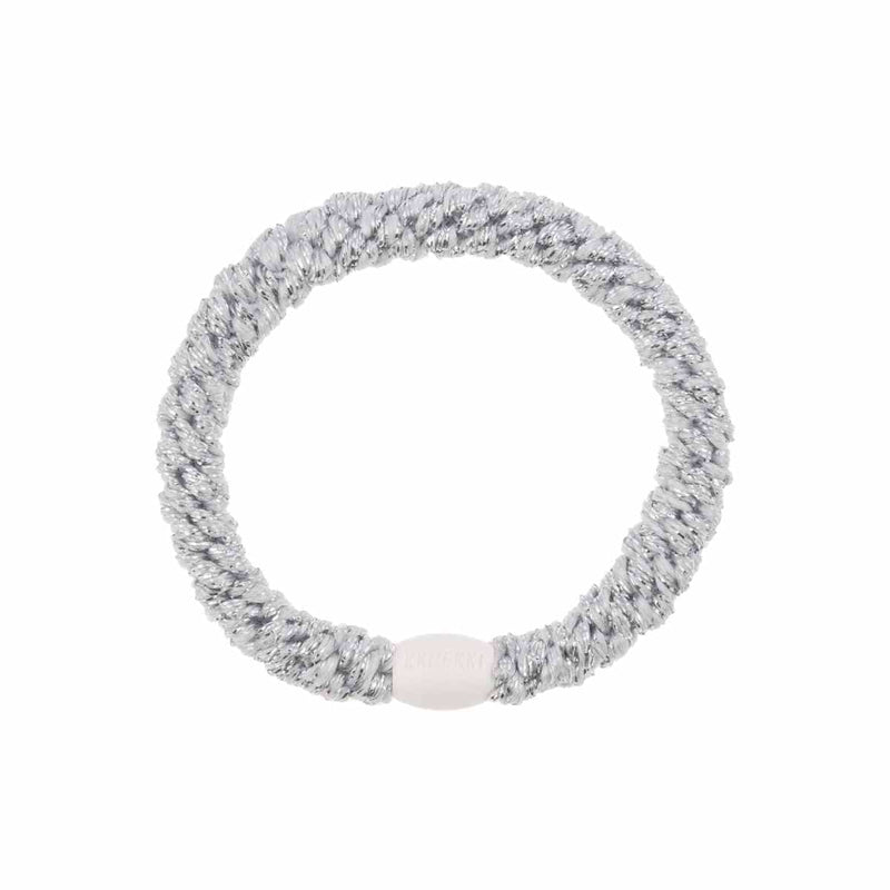 Knekki SOLID GLITTER Haarelastiek & Armbandje, Metallic Silver