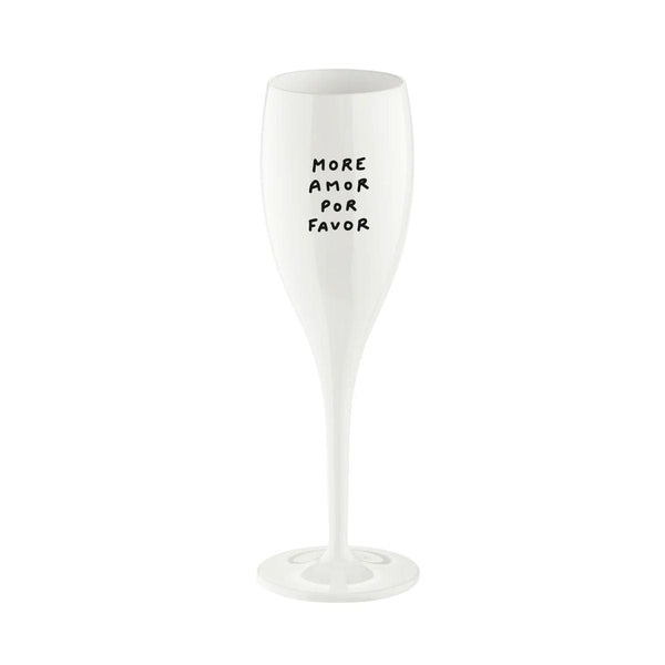Koziol CHEERS No. 1 Onbreekbaar Champagneglas met quote, More Amor Por Favor