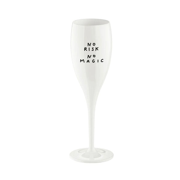 Koziol CHEERS No. 1 Onbreekbaar Champagneglas met quote, No Risk No Magic