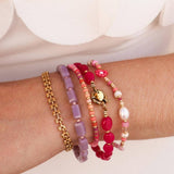 Label Kiki Armband goud, All Day Pink