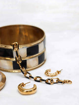 Label Kiki Armband goud, Black chain