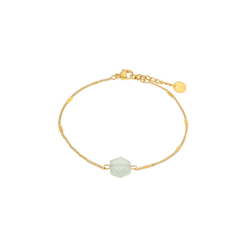 Label Kiki Armband goud, Hexagon Green