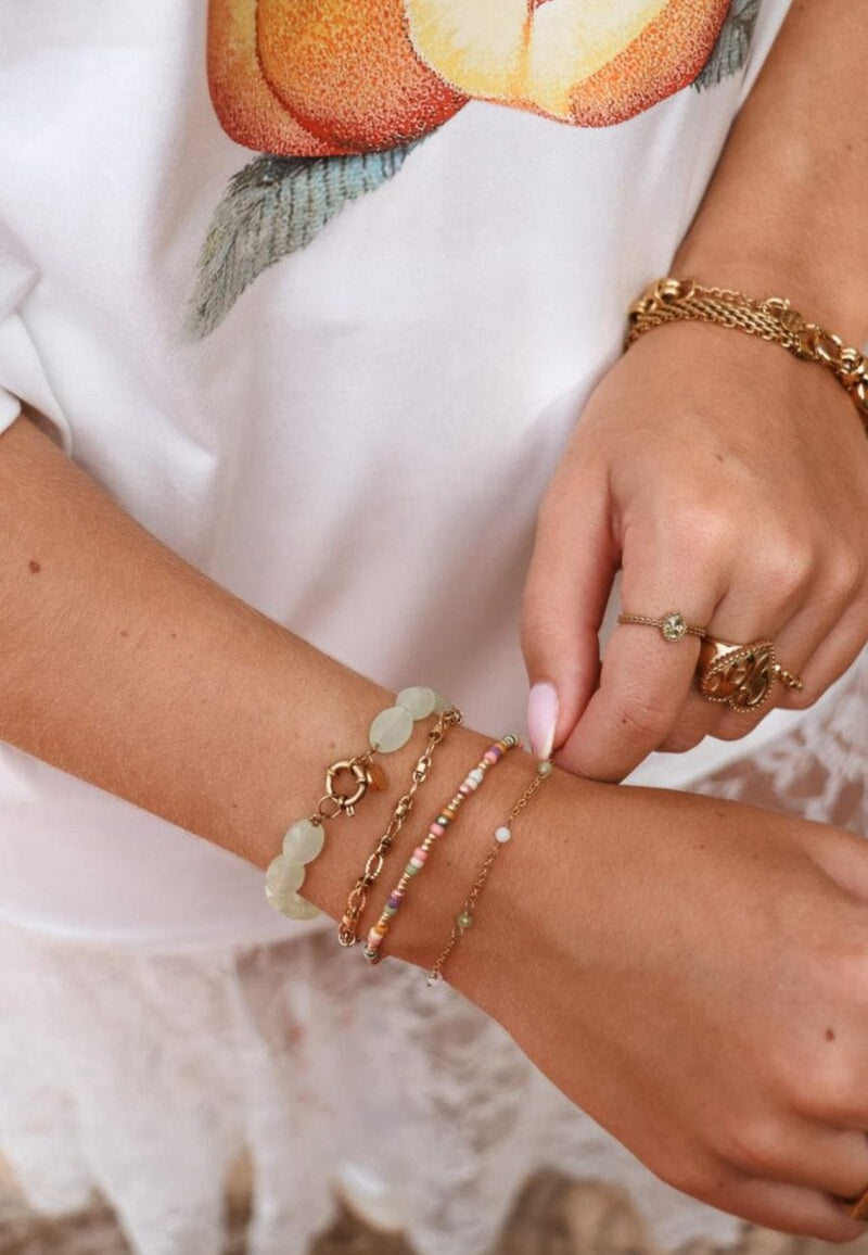 Label Kiki Armband goud, Pastello Rainbow