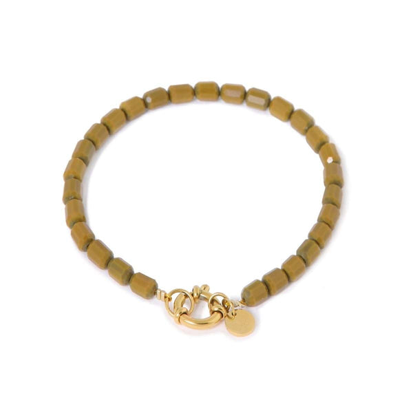 Label Kiki Armband met mosgroene kralen, Saloon