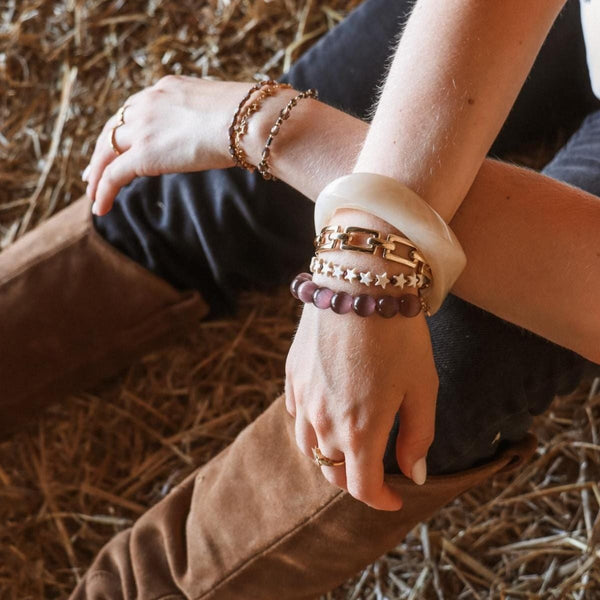 Label Kiki Armband met paarse kralen, Wanderlight