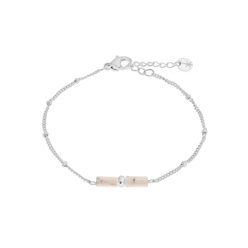 Label Kiki Armband zilver, Marble tube