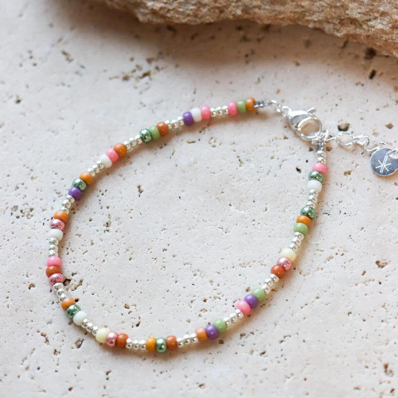 Label Kiki Armband zilver, Pastello Rainbow