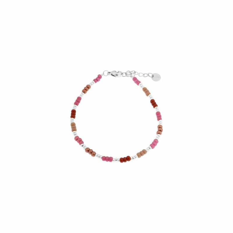 Label Kiki Armband zilver, Raspberry Rainbow