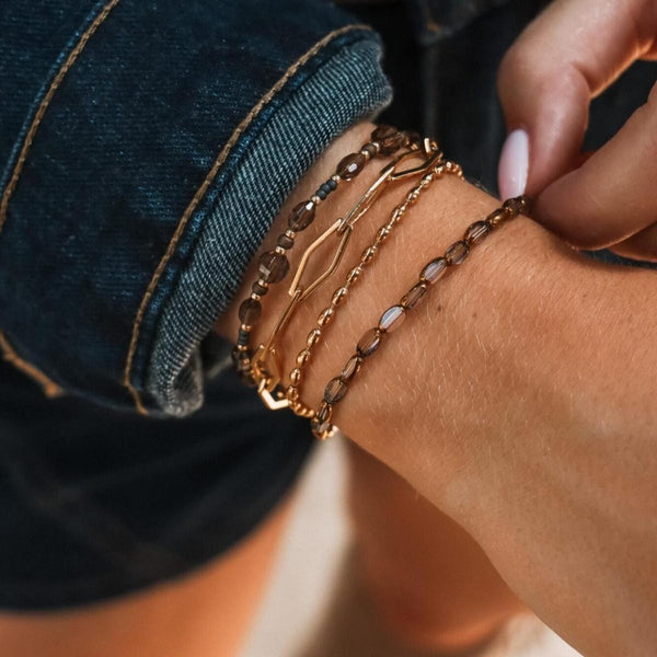 Label Kiki Gouden armband met ovalen bolletjes, Bones
