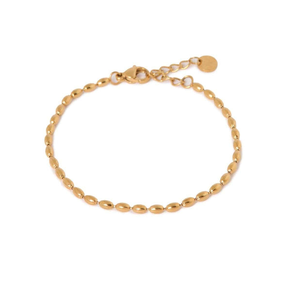 Label Kiki Gouden armband met ovalen bolletjes, Bones