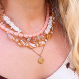 Label Kiki Gouden Ketting met perzikroze kralen, Peachy Beads