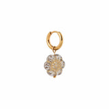 Label Kiki Gouden Oorring met bloem hanger, Desert Bloom - Per stuk