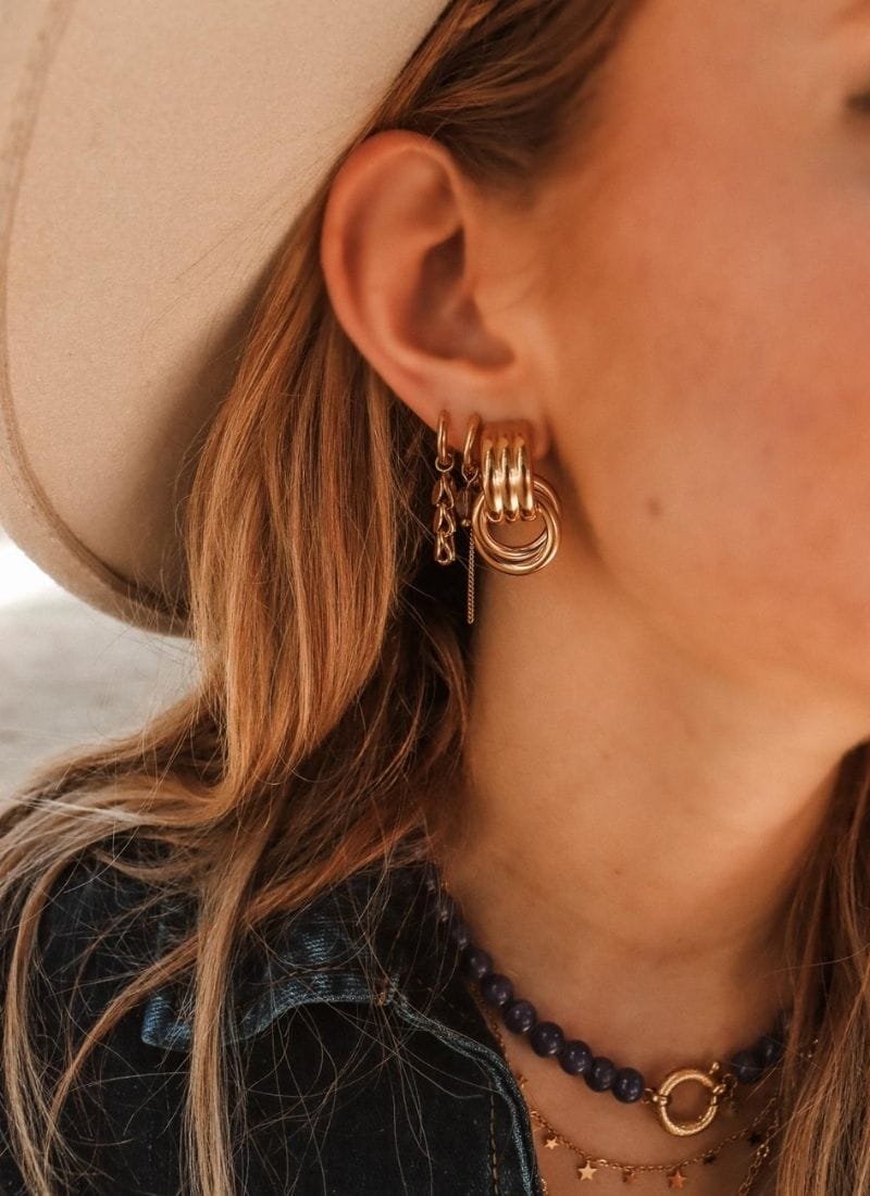 Label Kiki Gouden Oorring met hanger, Spirit - Per stuk