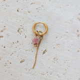 Label Kiki Gouden Oorring met ketting en oudroze sterretje, Chain Pink Star - Per stuk