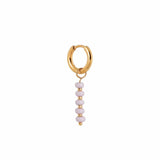 Label Kiki Gouden Oorring met lila parels, Lilac Row - Per stuk