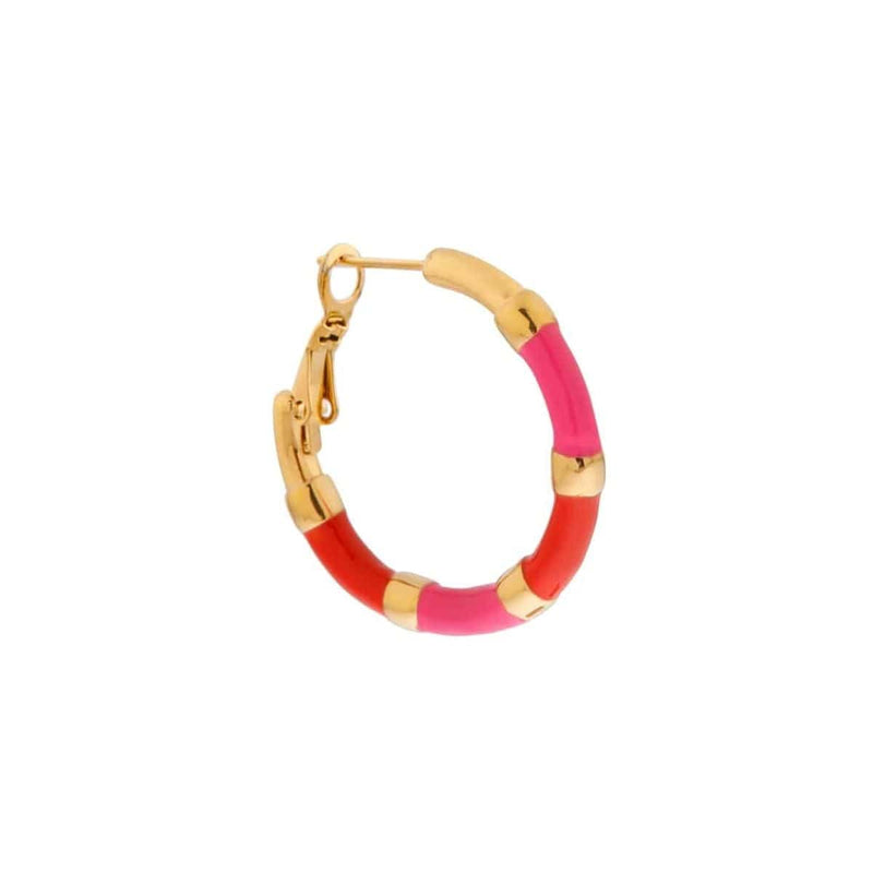 Label Kiki Hoola Hoop Oorring goud, Red Pink - Per stuk