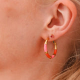 Label Kiki Hoola Hoop Oorring goud, Red Pink - Per stuk