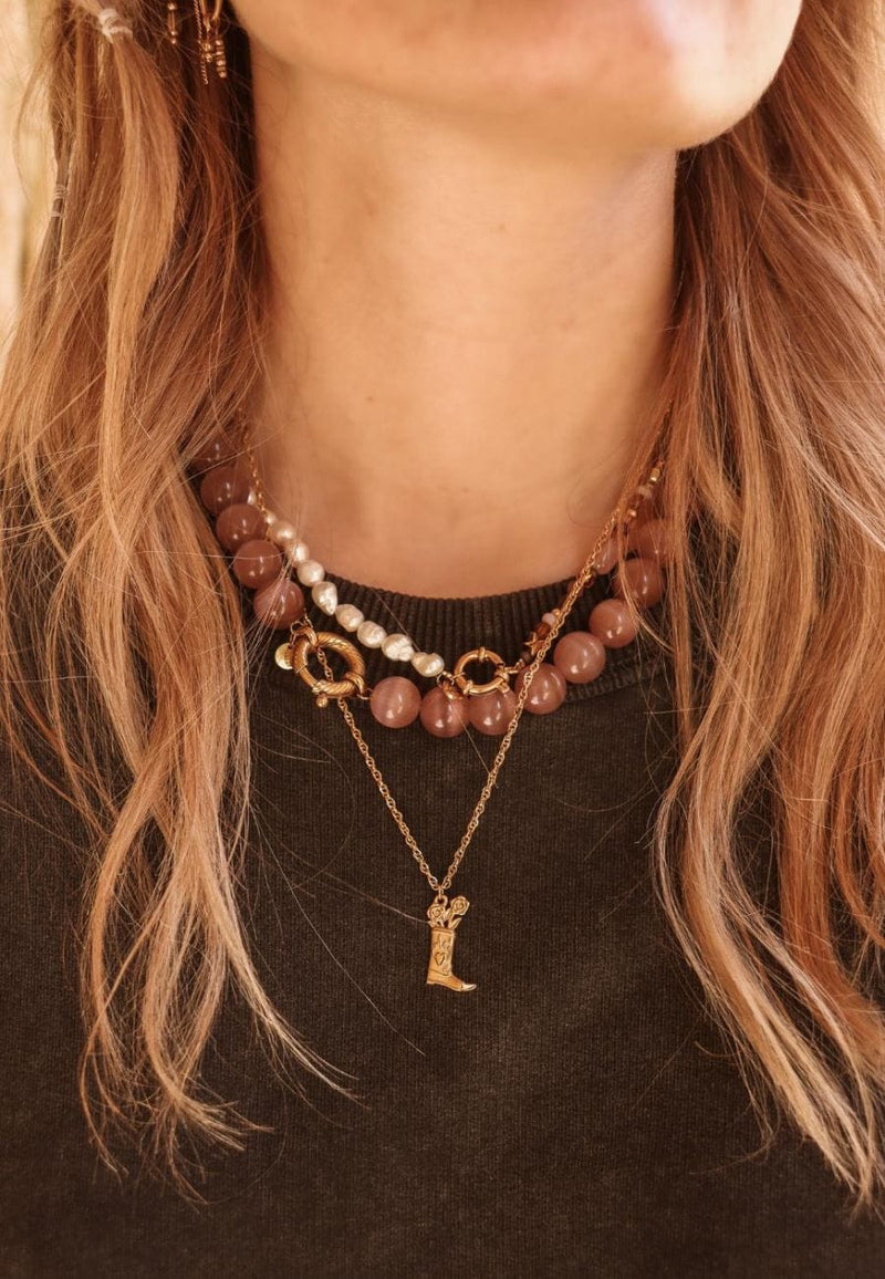 Label Kiki Ketting met paarse kralen, Wanderlight