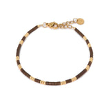 Label Kiki Kralenarmband goud & bruin, Copper