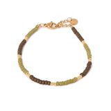 Label Kiki Kralenarmband goud-bruin-mosgroen, Lasso