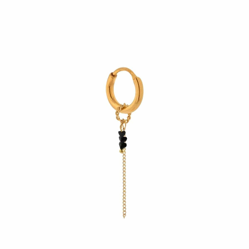 Label Kiki Oorring goud, Chain Black Stone - Per stuk