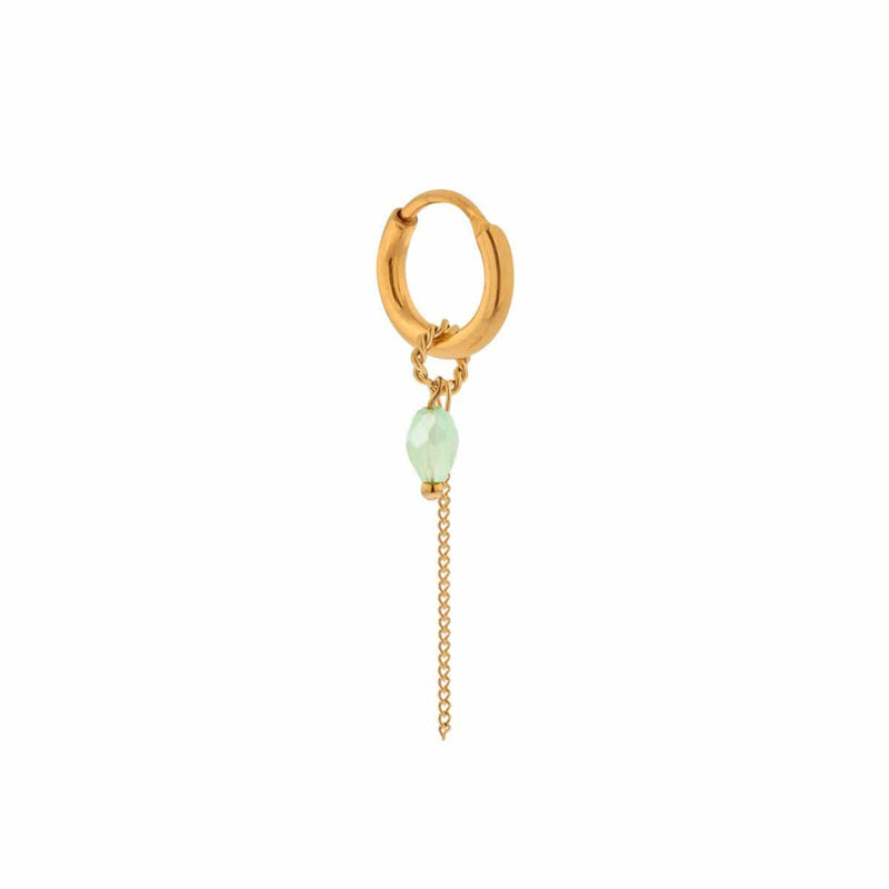 Label Kiki Oorring goud, Chain light Green drop - Per stuk