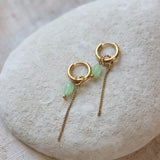 Label Kiki Oorring goud, Chain light Green drop - Per stuk