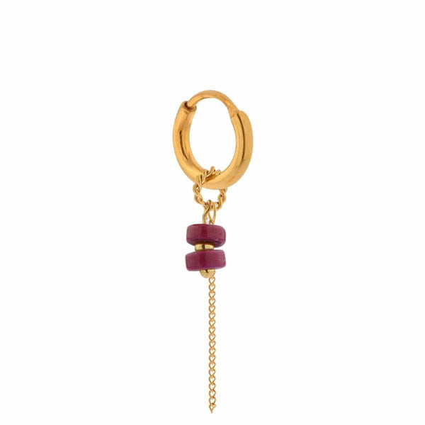 Label Kiki Oorring goud, Chain magenta - Per stuk