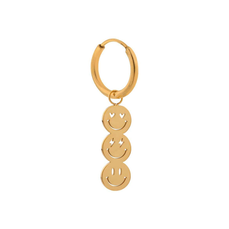 Label Kiki Oorring goud, Happy smiley - Per stuk