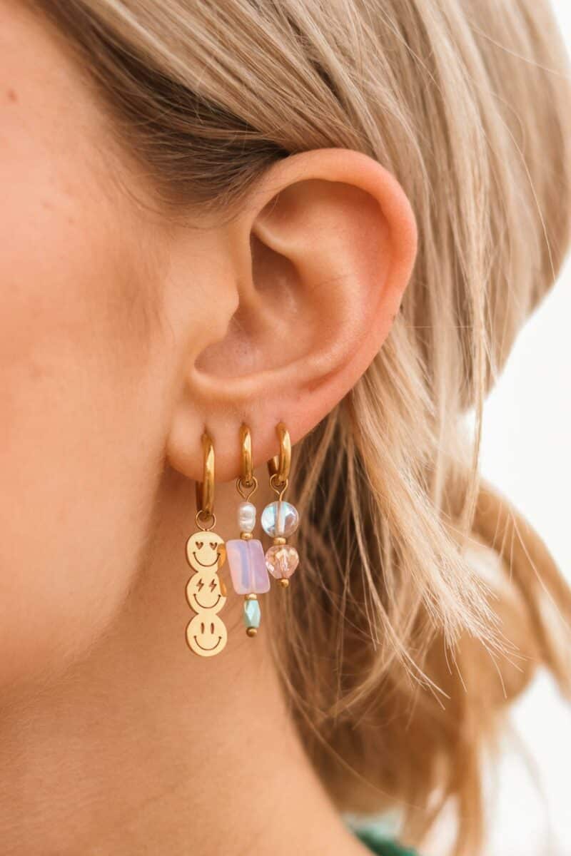 Label Kiki Oorring goud, Ocean Glow - Per stuk