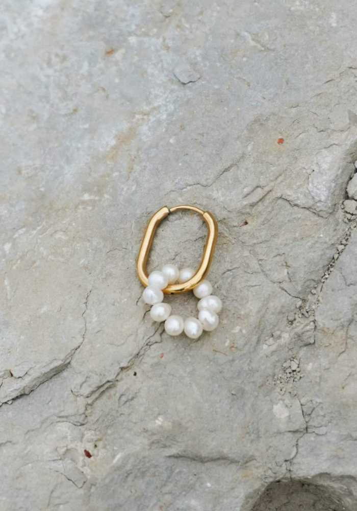 Label Kiki Oorring goud, Oval Pearl - Per stuk