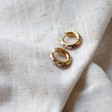 Label Kiki Oorring goud, Pink Flower - Per stuk