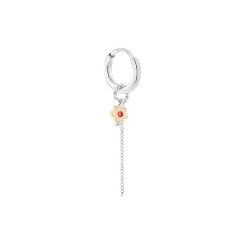 Label Kiki Oorring zilver, Chain Flower - Per stuk
