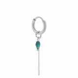 Label Kiki Oorring zilver, Chain green drop - Per stuk