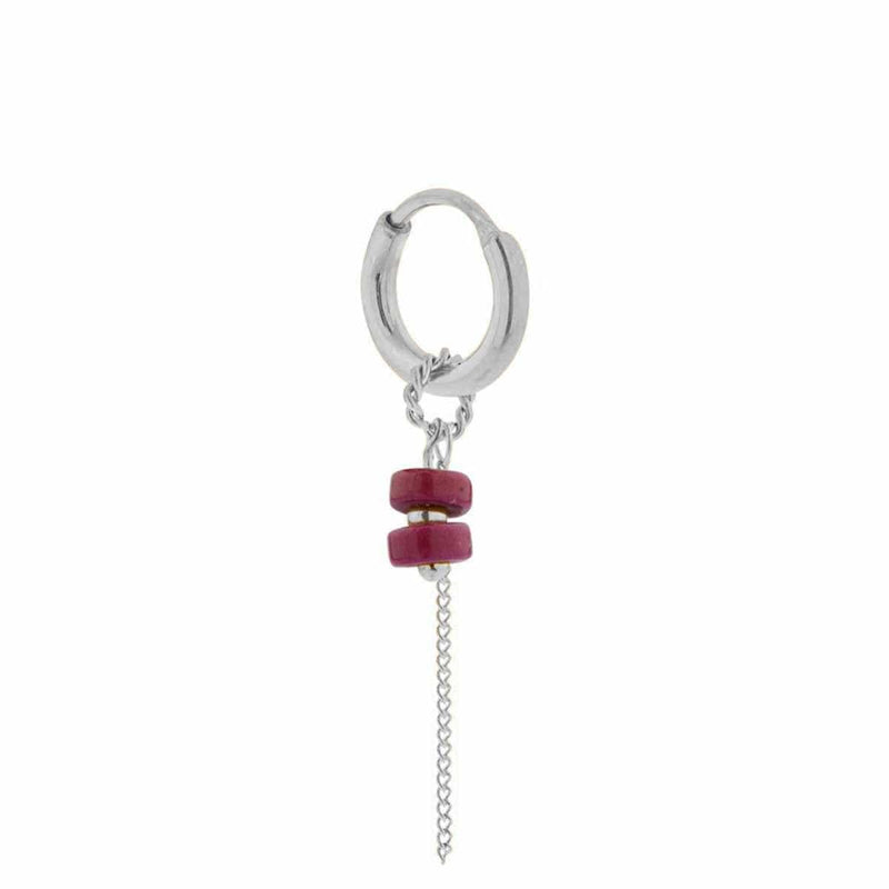 Label Kiki Oorring zilver, Chain magenta - Per stuk