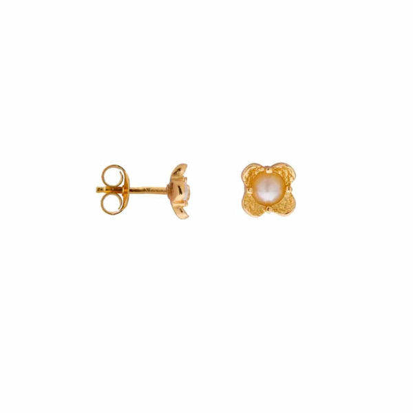 Label Kiki Oorsteker goud, Pearl flower - Per stuk