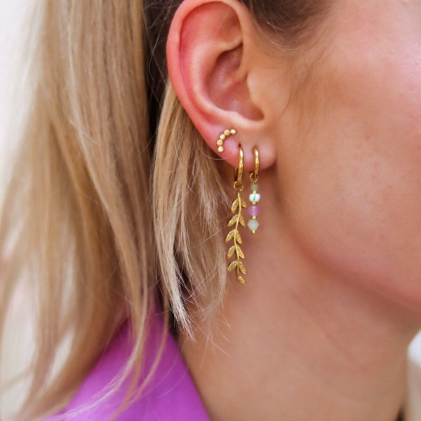 Label Kiki Oorsteker goud, Shiny bloom - Per stuk