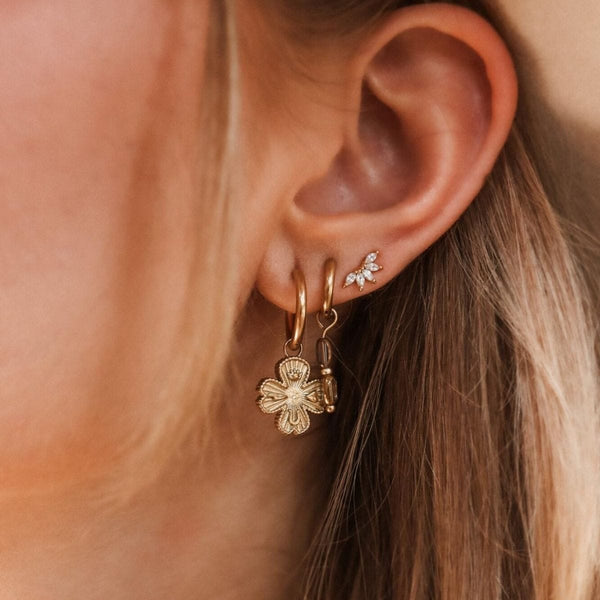 Label Kiki Oorsteker goud, Shiny Leaf - Per stuk