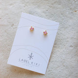 Label Kiki Oorsteker goud, Shiny Pink - Per stuk